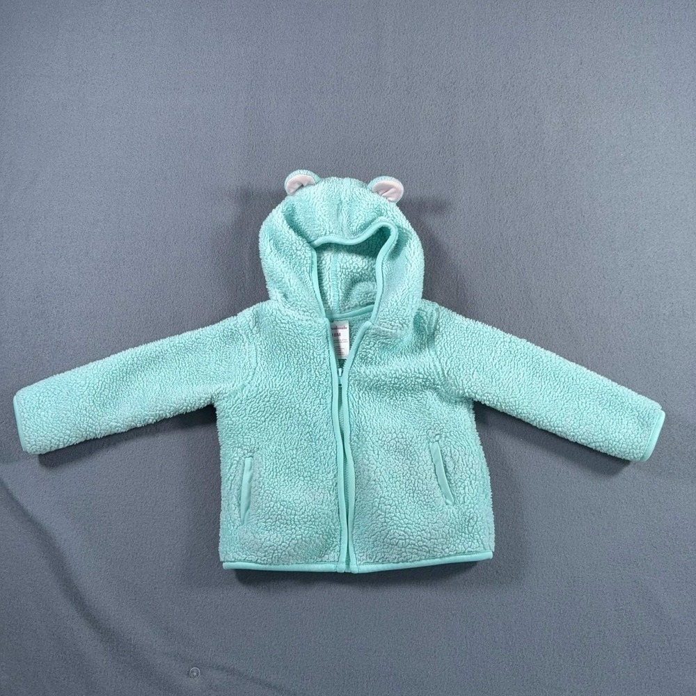 Garanimals Size 18M Baby Girls Fuzzy Bear Jacket Aqua Good Condition!‎